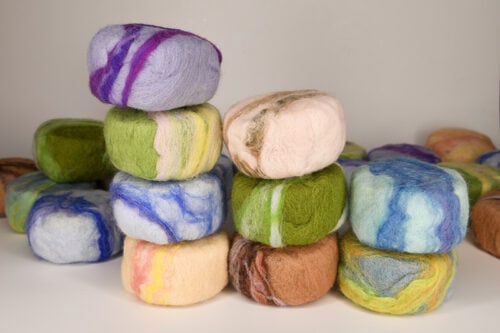 Felted soap rounds